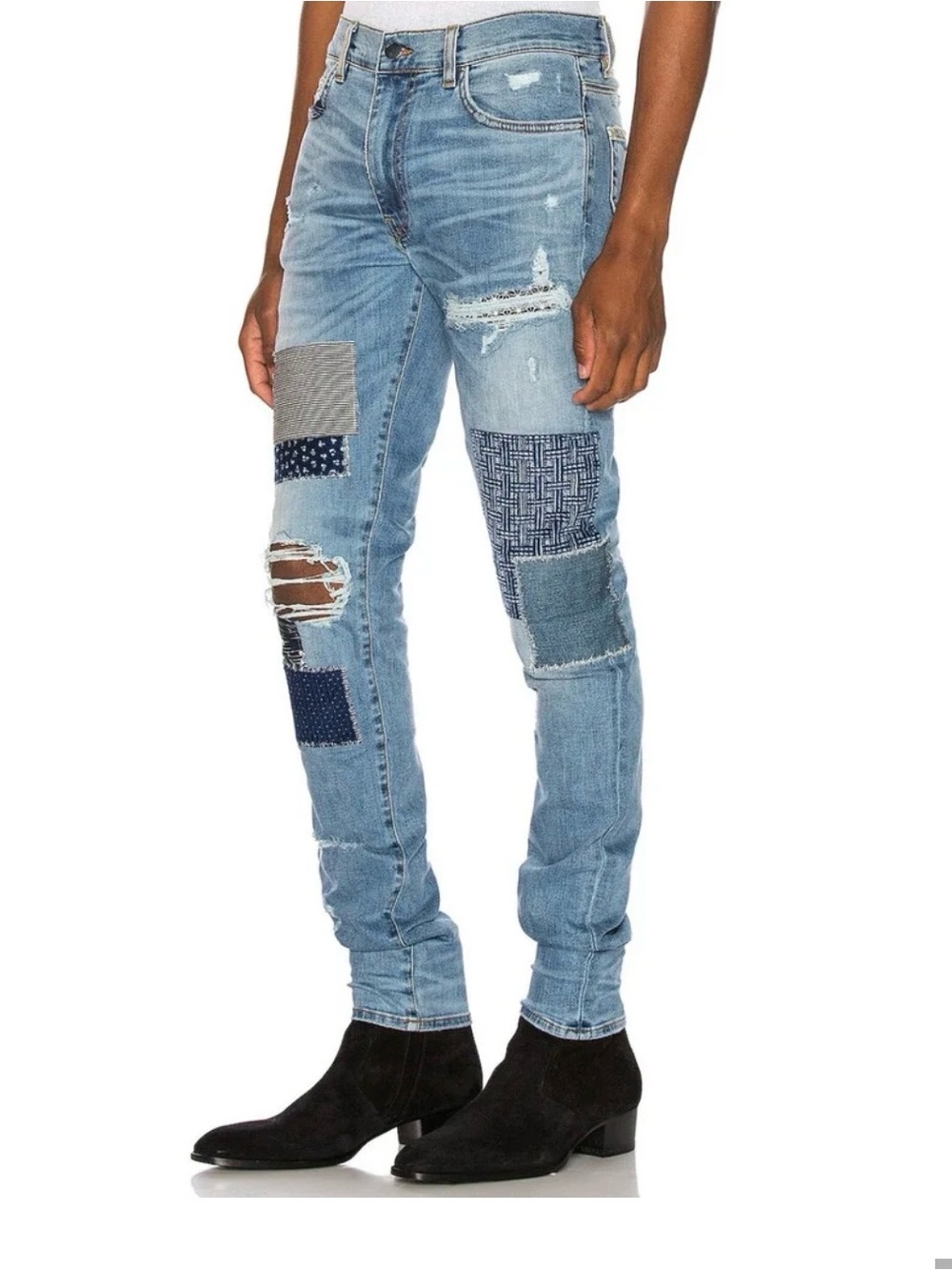 NWT AMIRI Japanese Repair Patchwork Jeans in Rosebowl